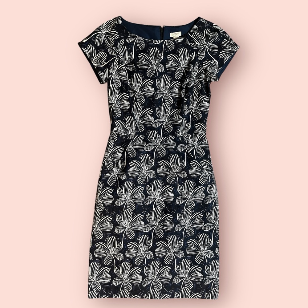 J Crew Floral Black and White Dress